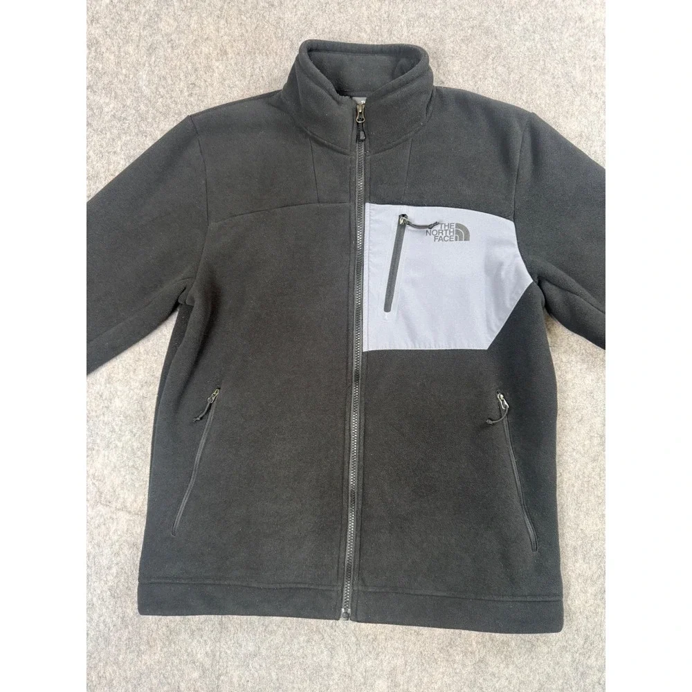 The North Face Fleece Jacket Mens M Black Polyester Full Zip Pocket Outdoor Hike